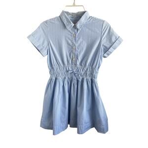 Crewcuts Sz 8 Elena Shirtdress Blue Cotton Striped School Preppy Vacation Brunch